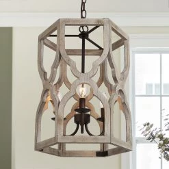 Hot Sale LNC White French Country Lantern Chandelier-3 Lights