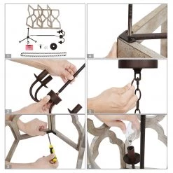 Hot Sale LNC White French Country Lantern Chandelier-3 Lights