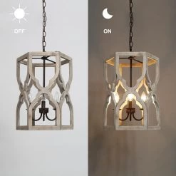 Hot Sale LNC White French Country Lantern Chandelier-3 Lights