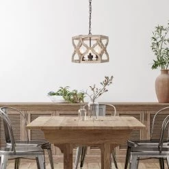 Hot Sale LNC White French Country Drum Chandelier-3 Lights