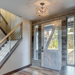 Hot Sale LNC White French Country Drum Flush Mount Light