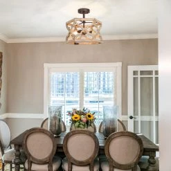 Hot Sale LNC White French Country Drum Flush Mount Light