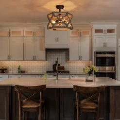 Hot Sale LNC White French Country Drum Flush Mount Light