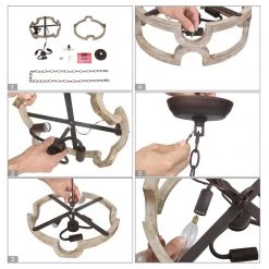 Google LNC White Rustic Farmhouse Drum Chandelier-3 Lights