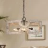 Google LNC White Rustic Farmhouse Drum Chandelier-3 Lights
