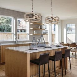 Google LNC White Rustic Farmhouse Drum Chandelier-3 Lights