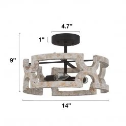 LNC White Rustic Farmhouse Drum Semi-flush Mount Light