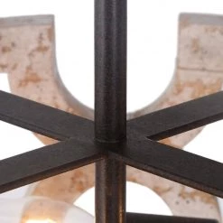 LNC White Rustic Farmhouse Drum Semi-flush Mount Light