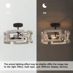 LNC White Rustic Farmhouse Drum Semi-flush Mount Light