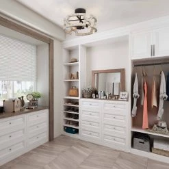 LNC White Rustic Farmhouse Drum Semi-flush Mount Light