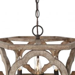 Hot Sale LNC Grey-wash Farmhouse Drum Chandelier-4 Lights