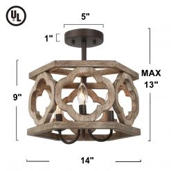 Hot Sale LNC Grey-wash Rustic French Country Semi Flush Mount