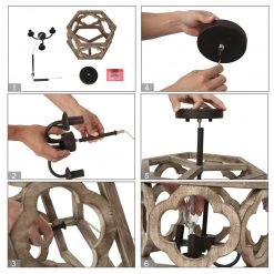 Hot Sale LNC Grey-wash Rustic French Country Semi Flush Mount