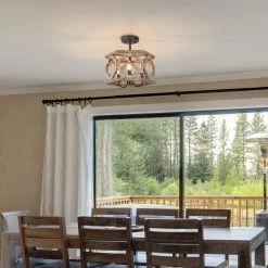 Hot Sale LNC Grey-wash Rustic French Country Semi Flush Mount