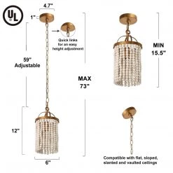 Uolfin LNC Modern Wood Bead Drape Mini Pendant Hot Sale