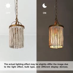 Uolfin LNC Modern Wood Bead Drape Mini Pendant Hot Sale