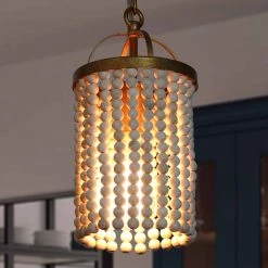 Uolfin LNC Modern Wood Bead Drape Mini Pendant Hot Sale