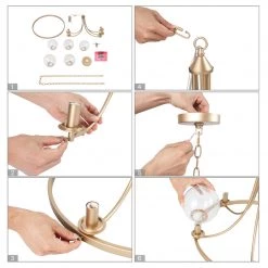 LNC Rose Gold Modern Chandelier With Glass Globes