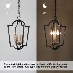 Uolfin Hot Sale LNC Black And Gold Modern Geometric Chandelier-4 Lights