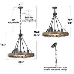 LNC Modern Farmhouse Round Chandelier-5 Lights 14 LNC Modern Farmhouse Round Chandelier-5 Lights