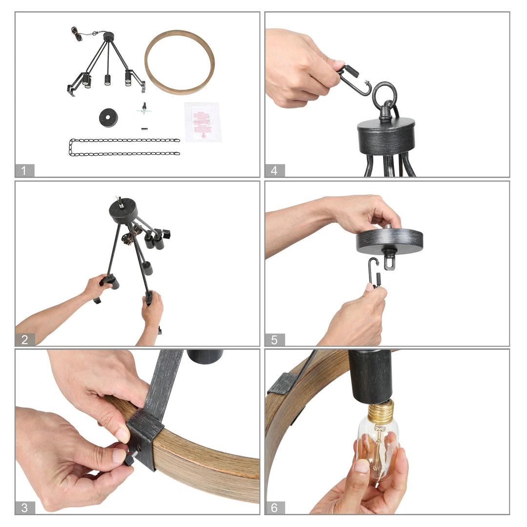 LNC Modern Farmhouse Round Chandelier-5 Lights 11 LNC Modern Farmhouse Round Chandelier-5 Lights