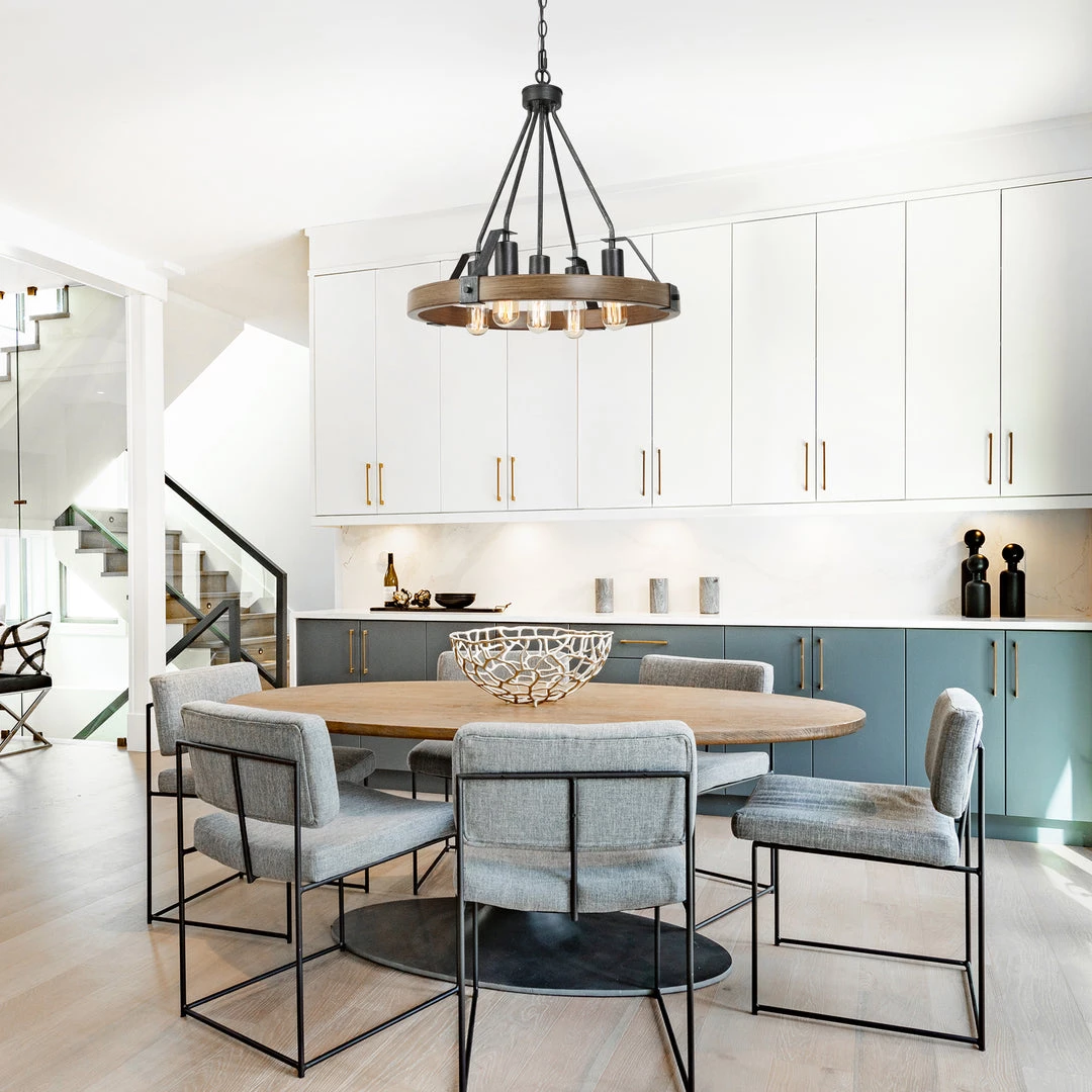 LNC Modern Farmhouse Round Chandelier-5 Lights 4 LNC Modern Farmhouse Round Chandelier-5 Lights