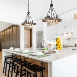 LNC Modern Farmhouse Round Chandelier-5 Lights 13 LNC Modern Farmhouse Round Chandelier-5 Lights