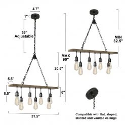 Lighting LNC Modern Farmhouse Wide Chandelier