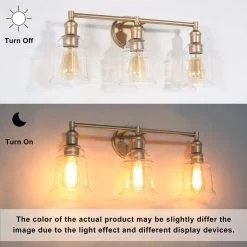 Modern LNC Rose Gold Clear Glass Vanity Light