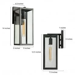 Outdoor Lights LNC Black Exterior Clear Glass Wall Light