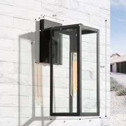Outdoor Lights LNC Black Exterior Clear Glass Wall Light