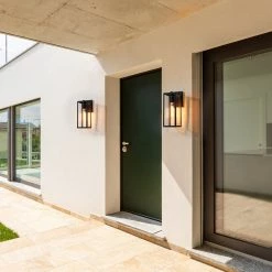 Outdoor Lights LNC Black Exterior Clear Glass Wall Light