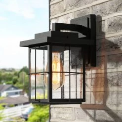 LNC Black Modern Classic Frame Outdoor Sconce
