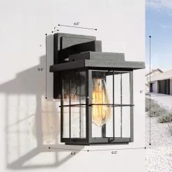 LNC Black Modern Classic Frame Outdoor Sconce