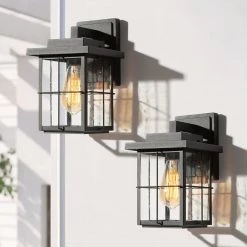 LNC Black Modern Classic Frame Outdoor Sconce