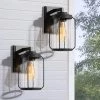 Uolfin Lighting LNC Black Modern Exterior Clear Glass Wall Light - 2 Pack