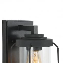 Uolfin Lighting LNC Black Modern Exterior Clear Glass Wall Light - 2 Pack