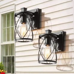 Uolfin Lighting LNC Black Modern Outdoor Cage Vanity Light