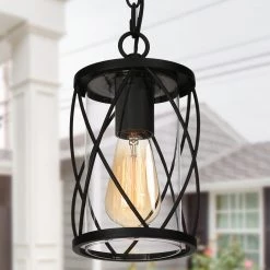 Uolfin LNC Black Modern Classic Outdoor Hanging Pendant Lighting