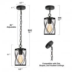 Uolfin LNC Black Modern Classic Outdoor Hanging Pendant Lighting
