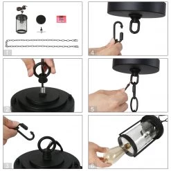 Uolfin LNC Black Modern Outdoor Hanging Pendant Light Hot Sale