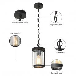 Uolfin LNC Black Modern Outdoor Hanging Pendant Light Hot Sale