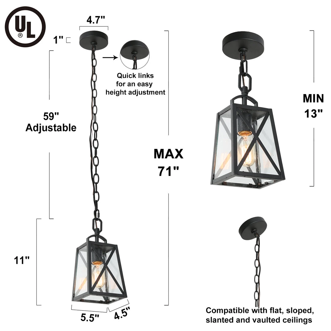 LNC Black Modern Outdoor Hanging Pendant Lighting 7 LNC Black Modern Outdoor Hanging Pendant Lighting