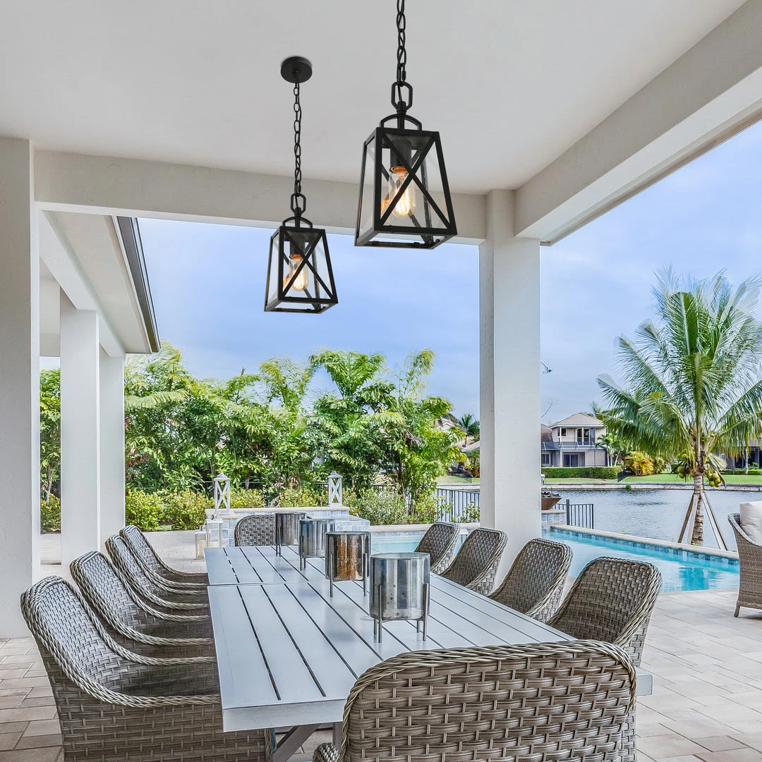 LNC Black Modern Outdoor Hanging Pendant Lighting 4 LNC Black Modern Outdoor Hanging Pendant Lighting