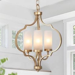 LNC HOME Sales 6 LNC Modern Flower Gold Pendant-3 Lights