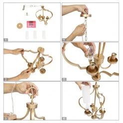 LNC Modern Flower Gold Pendant-3 Lights