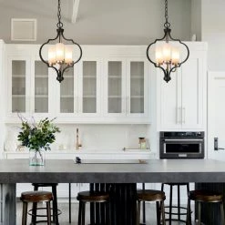 LNC Modern Flower Black Pendant-3 Lights