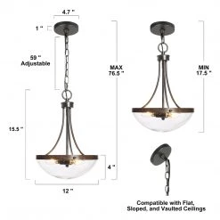Chandeliers LNC Modern Half-bowl Pendant-3 Lights