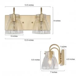 Modern LNC Gold Clear Glass Vanity Light-2 Light Hot Sale