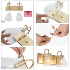 Modern LNC Gold Clear Glass Vanity Light-2 Light Hot Sale